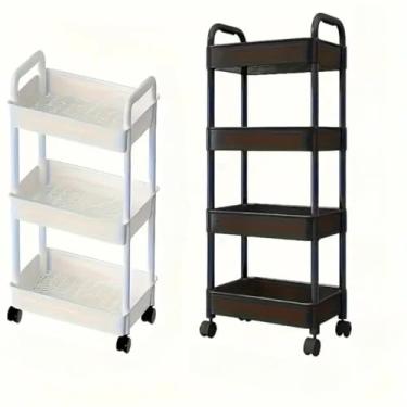Imagem de Carrinho Organizador Multiuso Com Rodinhas Banheiro Lavanderia 3 e 4 Prateleiras(Preto,4 Andares)