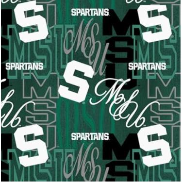 Imagem de Tecido acolchoado de algodão licenciado oficial Michigan State University - Michigan State Spartans Letters tecido de algodão vendido por The Yard