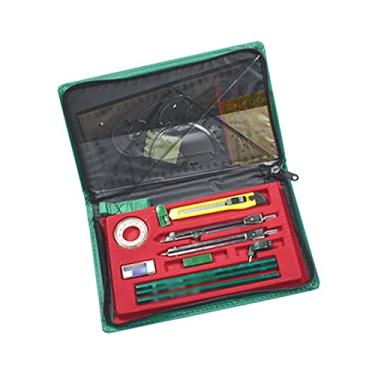 Imagem de Bússola matemática conjunto de bússola matemática conjunto de instrumentos de traçado pacote de desenho prático plotador combinado conjunto completo de bússolas com caixa de armazenamento bússola para