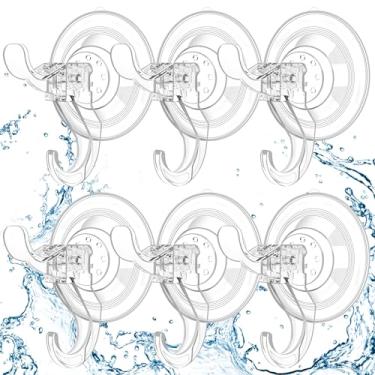 Imagem de Goabroa Ganchos de ventosa, pacote com 6 ventosas transparentes com ganchos, ganchos reutilizáveis para porta da frente, vidro, banheiro, cozinha, decoração de casa