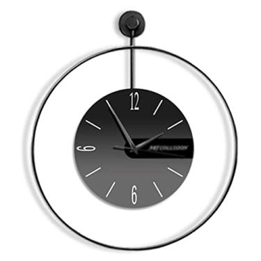 Imagem de WYUYIWH Relógio de parede silencioso de arte familiar decoração moderno relógio de parede sem tique-taque relógio de parede decorativo de metal para cozinha, casa, escritório, sala de estar, pendurar