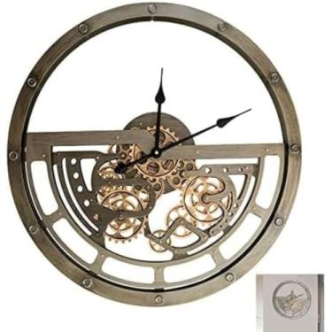 Imagem de 5JJJLOOOPP Relógio de pendurar digital romano grande de 66 cm, pátio interno e externo, relógio decorativo moderno extragrande, relógio suspenso de metal tipo bateria, relógio de pendurar arte retrô