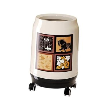 Imagem de WeiLaiKeQi Lixeira com rodas, lata de lixo de grande capacidade, recipiente para resíduos para cozinha, trailer, sala de estar e banheiro, Open S White