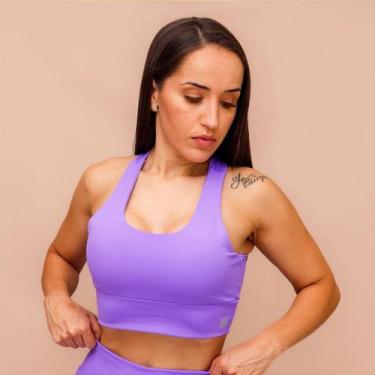 Imagem de Top Decote U Confort Treino Corrida Violeta - Alta Sustentação e Confo