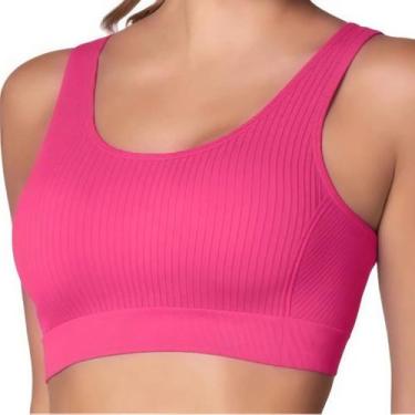 Imagem de Top Feminino Selene Sem Costura Canelado Sustentação Alta Sem Bojo Fit