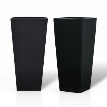 Imagem de Planters GreenShip, 69 cm de altura, preto, conjunto de 2 à prova de i