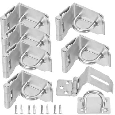 Imagem de 8 peças de trava de ferrolho de porta de 7,6 cm 90 graus, ferrolho de cadeado de ângulo reto KINJOEK de aço inoxidável, fecho de porta de segurança extra espesso de 2 mm para celeiro deslizante