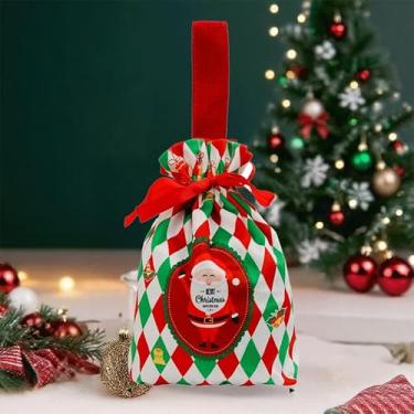 Imagem de Saco de cordão de veludo de Natal bonito padrão de Natal saco de presente de biscoito doce 2026 saco de armazenamento de embalagem de presente de festa de Natal (estilo 1, 23 * 17 cm)