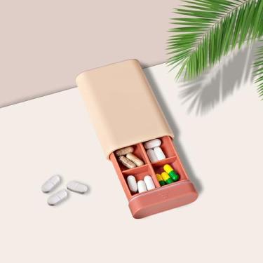 Imagem de Organizador de comprimidos pequeno com 6 compartimentos, estojo portátil para viagem, para pílulas de vitaminas, óleo de peixe, suporte de pílulas
