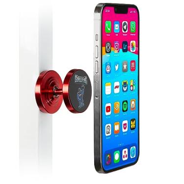 Imagem de GORILLA MAG Suporte magnético de telefone dupla face para academia, suporte extra forte para celular mãos livres, compatível com todos os smartphones, iPhone 14, 14 Plus, 14 Pro, Samsung Galaxy S22, S21, Pixel (vermelho)