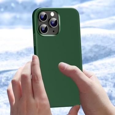 Imagem de Capa para celular compatível com iPhone 14 Pro Max de 6,7 polegadas, de silicone líquido fino, 4 camadas, capa protetora com forro de microfibra antiarranhões (verde alpino)