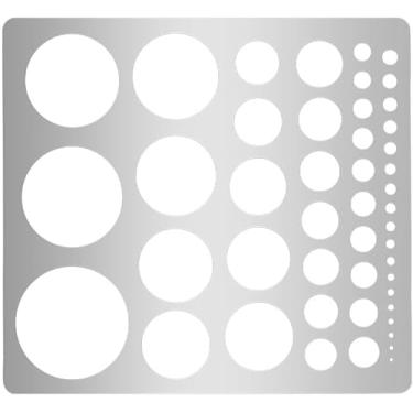 Imagem de 1 peça de estêncil de círculo de metal para desenhar, estêncil, pintura de aço inoxidável, régua, círculo, traçadores, modelos de estêncil, modelos de círculos de ferramentas para esculpir e esboçar