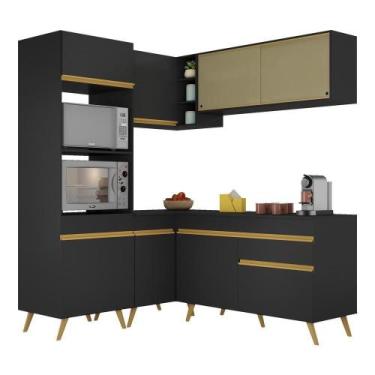 Imagem de Armário De Cozinha Completa De Canto Veneza Multimóveis V2063 Preto/do