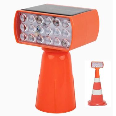 Imagem de Sinalizador Solar Viario Duas Cores Cone Obra Estrada Rodovia Alerta Transito Fiscalizaçao Acidente Segurança Iluminaçao