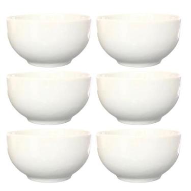 Imagem de Kit de 6 Tigelas Cumbucas para Sopa Açaí 400ml em Porcelana Branca - A