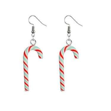 Imagem de Brincos de pingente de arco-íris colorido de pirulito para mulheres, doces ou travessuras, presentes de Natal, presentes de Natal, joias modernas, middle, Acrílico, Sem pedra preciosa