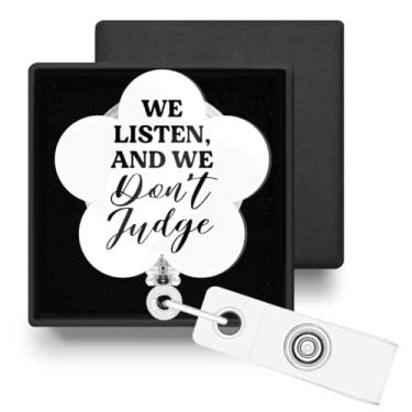 Imagem de Carretel de crachá retrátil engraçado com clipe jacaré, porta-crachá retrátil com clipe jacaré, presentes para enfermeira, professor, trabalhador de consultório médico, médico, ouvimos