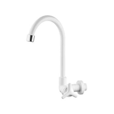 Imagem de Torneira Sicília Parede Bica Móvel Branca Abs - Vedante Cerâmica - Cromado