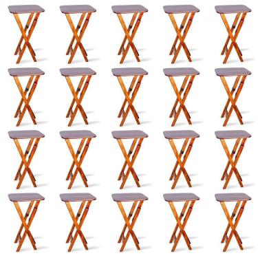 Imagem de Kit 20 Mesas Bistrô Dobrável Madeira Padrão Imbuia - Cor: Marrom