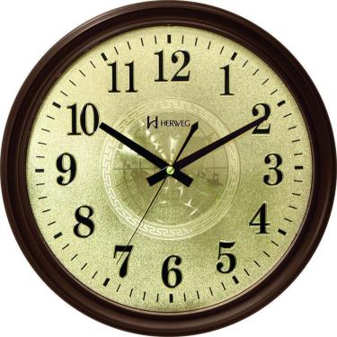Imagem de 6468 084 Relógio Parede Marrom Retrô 35 Cm Silencioso Herweg