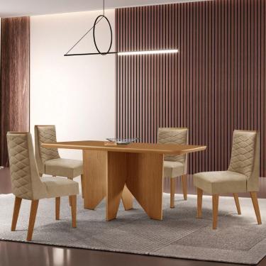 Imagem de Mesa Evora 120 Mdf Canto Copo E Com 4 Cadeiras Safira Turim 07-naturalle-naturalle
