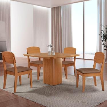 Imagem de Mesa De Jantar Eloise 90cm Tampo Mdf 4 Cadeiras Copper Tork/naturale