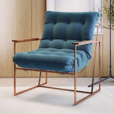 Imagem de Poltrona M03 Estrutura Em Ferro Mais Decor Cobre/azul