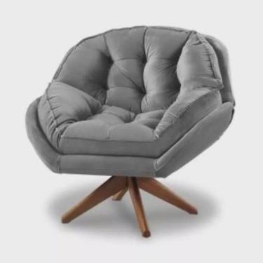 Imagem de Poltrona Decorativa Califórnia Com Base Giratória Veludo - Ssx Multicoisas Cor Cinza