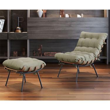 Imagem de Poltrona E Puff M06 Estrutura Em Ferro Mais Decor Preto/bege