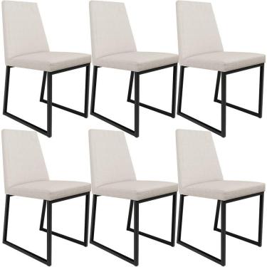 Imagem de Kit 06 Cadeiras Sala De Jantar Preto L02 Cru