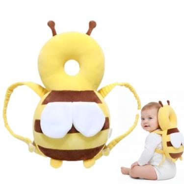 Imagem de Protetor de Cabeça para Bebê Formato Abelhinha – Almofada Anti-Quedas com Arnês Ajustável para Engatinhar e Primeiros Passos