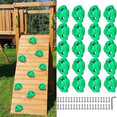 Imagem de KKYOYRE 20 Rock Wall Climbing Holds Extra Large for Kids or Adult,DIY Rock Climbing Grips with Mini Wrench for Indoor Outdoor Playground Play Set(Dark Green)