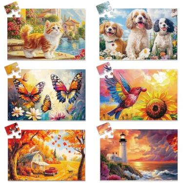 Imagem de Pacote com 6 quebra-cabeças de 36 peças grandes para idosos, produtos e atividades de Alzheimer para idosos, quebra-cabeça fácil para idosos, presente em casa de repouso