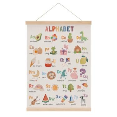 Imagem de Cabide de pôster do alfabeto, gráfico ABC do alfabeto, decoração de berçário, pôsteres de aprendizagem infantil, pôsteres educativos, arte de parede, faixa para pendurar na parede, casa de fazenda