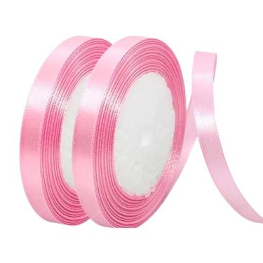 Imagem de Pacote com 2 | Fita de cetim rosa bebê premium de 1,2 cm | Macia, brilhante, durável | Ideal para embrulho de presente, artesanato, decorações de casamento, acessórios de cabelo, costura, projetos DIY