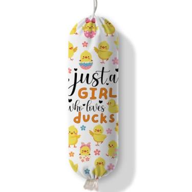 Imagem de Dispensador de suporte de saco de plástico, organizador de sacolas de compras de plástico de pato e suporte de parede, sacos de lixo de papel, armazenamento para cozinha, casa, despensa, decoração