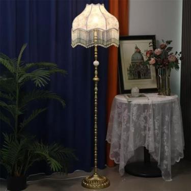 Imagem de Luminária de chão francesa de luxo com franjas, LED, estilo retrô americano, para sala de estar, sofá, quarto, escritório, casa de campo, hotel, estilo campestre europeu, criativa, decorativ