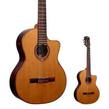 Imagem de Violão Eletroacústico Lâg Tramontane Clássico Cutaway OC118CE Natural Satin Nylon Tampo Cedro Maciço Corpo Khaya Africano Fundo e Laterais Khaya Escala Brown BrankoWood Preamp Astro