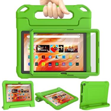 Imagem de DJ&RPPQ Capa infantil para iPad de 10 polegadas para crianças, capa à prova de choque à prova de crianças com suporte protetor de tela, verde