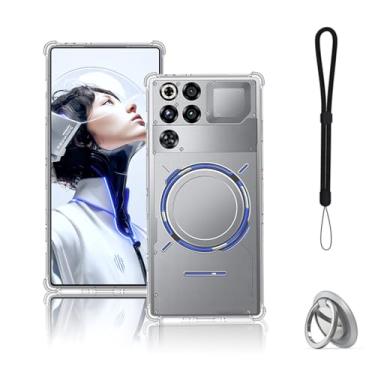 Imagem de NOUKAJU Capa para REDMAGIC 11 Pro, capa protetora transparente TPU, função de suporte, suporte ajustável, capa protetora para RED Magic 11 Pro Plus (transparente)