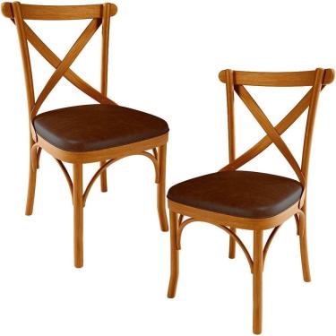 Imagem de Kit 02 Cadeiras Para Sala De Jantar E Estar Living Estofada ávila L02 Couríssimo Marrom - Lyam