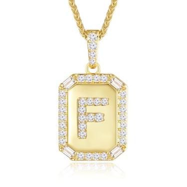 Imagem de Peeshow Colares femininos com inicial de ouro 18 quilates, colar de corrente com pingente de letra delicada, joias femininas de ouro, presentes para mulheres, esposa, mãe, filhas, aniversário
