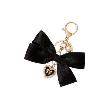 Imagem de Tangseajiao 1 pç pingente de laço preto para bolsa, chaveiro com laço fofo, chaveiro de carro, bolsa pingente de pingente para decorações de bolsa para mulheres