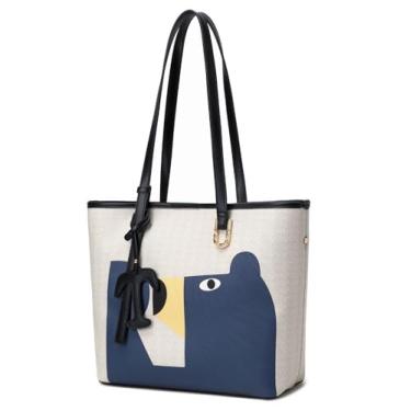 Imagem de Bolsa feminina grande, bolsa de ombro de couro vegano, à prova d'água, estampada, moderna, para viagens casuais