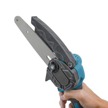 Imagem de Mini Motosserra Elétrica Portátil, Serra de Poda com Bateria 24V, Sabre 16cm, Carregador Bivolt, Verde e Preto, para Galhos e Arbustos