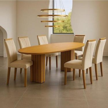 Imagem de Conjunto Sala de Jantar 6 Lugares com Tampo Orgânico Isis - Espresso M