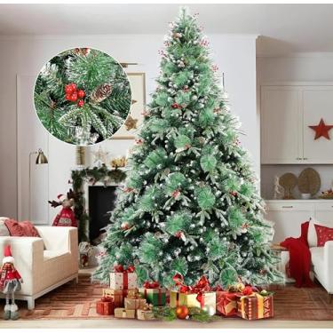 Imagem de Arvore de Natal 180CM, PE E PVC Aurora Árvore de Natal, Arvore de Natal Luxo Grande 900 Galhos, Pinheiro com Neve Arvore de Natals Completa