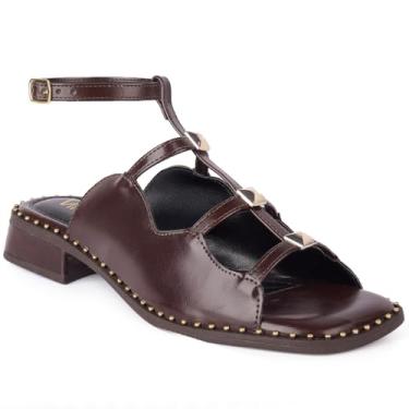 Imagem de Sandália Salto Baixo Boho Chic 2,5cm | Palmilha Acolchoada Napa Soft | Sola PVC Antiderrapante | Tamanhos 34-40(Marrom Café,39)