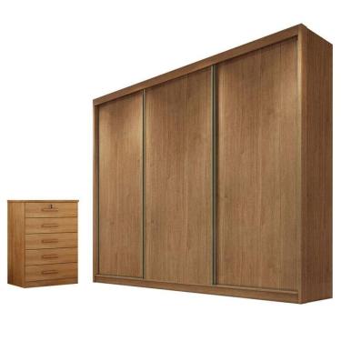Imagem de Guarda Roupa Casal Medelim E Gaveteiro Suiça Cumaru 23 - Horizonte