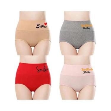 Imagem de Conjunto De Roupa Íntima De Algodão plus Size Para Mulheres 4PCS Calci